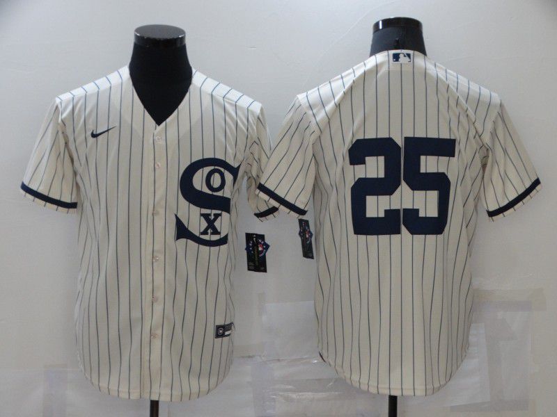 Men Chicago White Sox #25 No Name Cream stripe Dream version Game Nike 2021 MLB Jersey